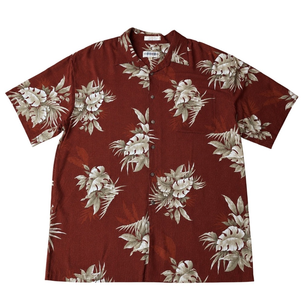 Campia Moda Men's XL Red Tropical Floral Hawaiian Aloha 100% Rayon Shirt